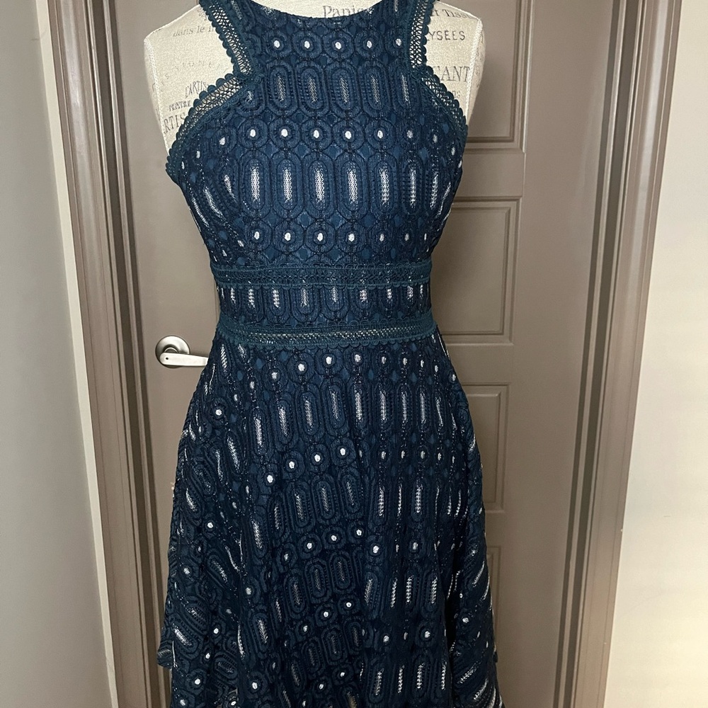 Francesca’s Collection Size M Blue and Silver Sleeveless Dress